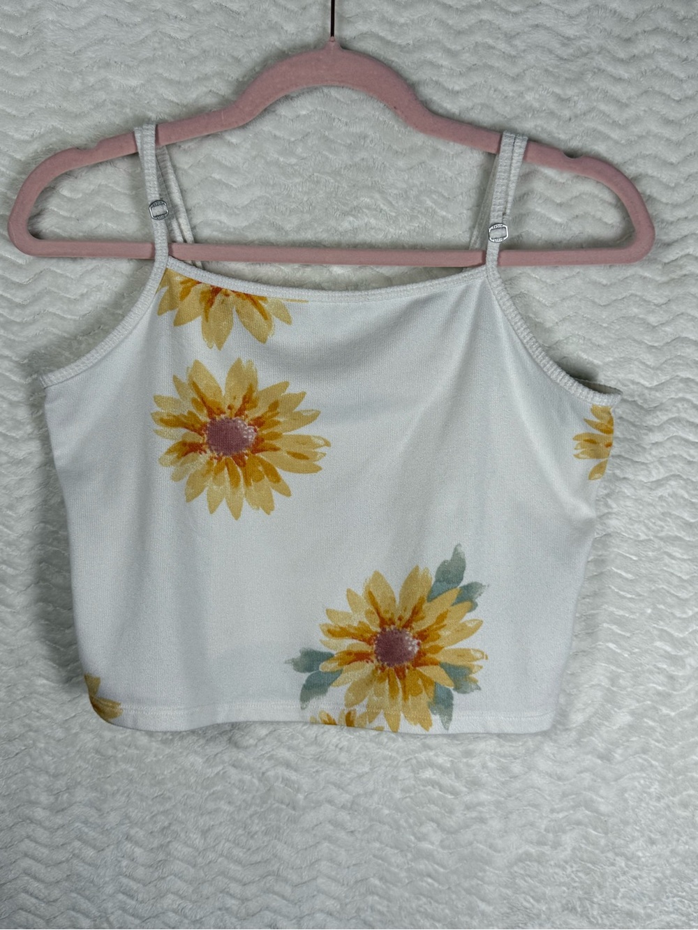 Gilly Hicks White Sunflower Print Cropped Cami